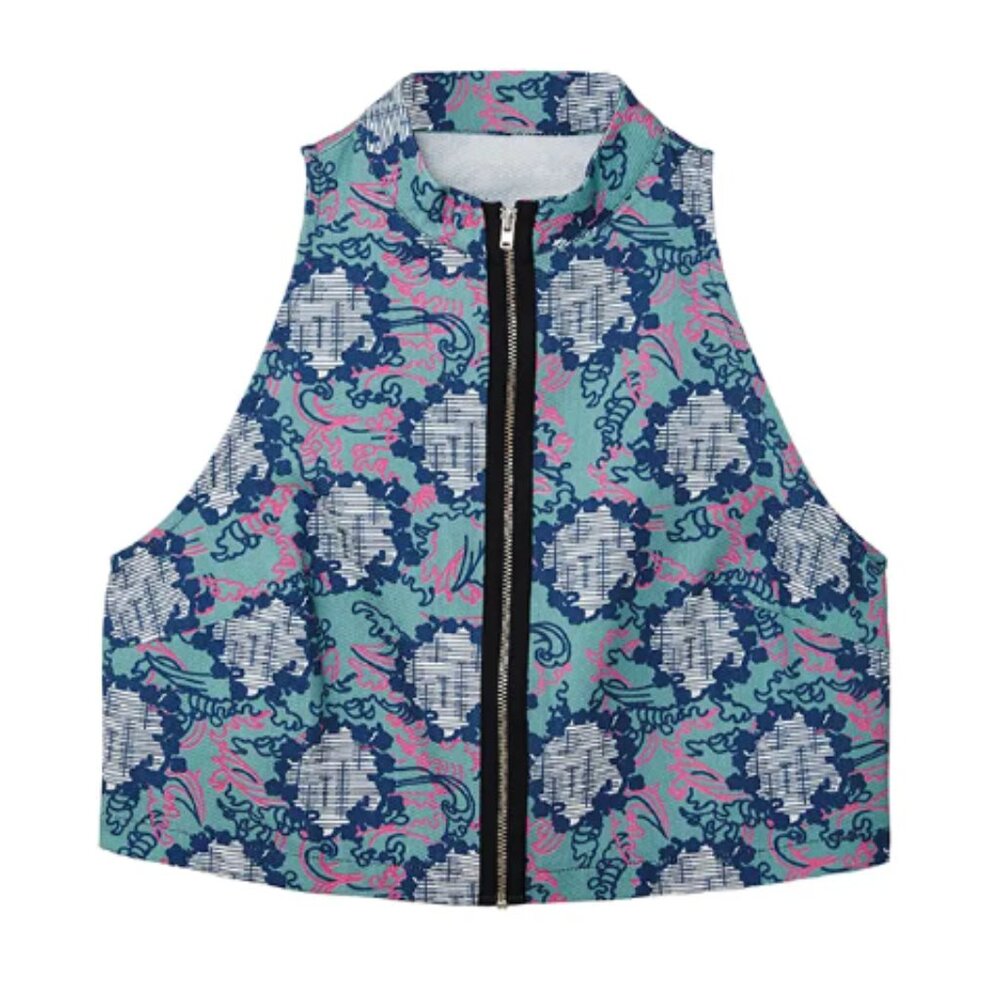 ASOS Blue and Pink Patterned Crop Top